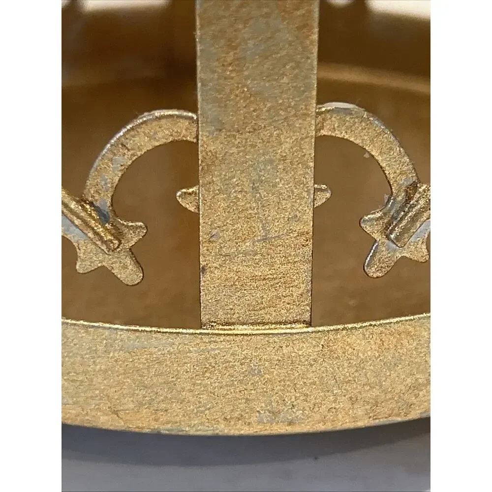 Pier 1 Brushed/ Antiqued Gold Embellished Candle Holder